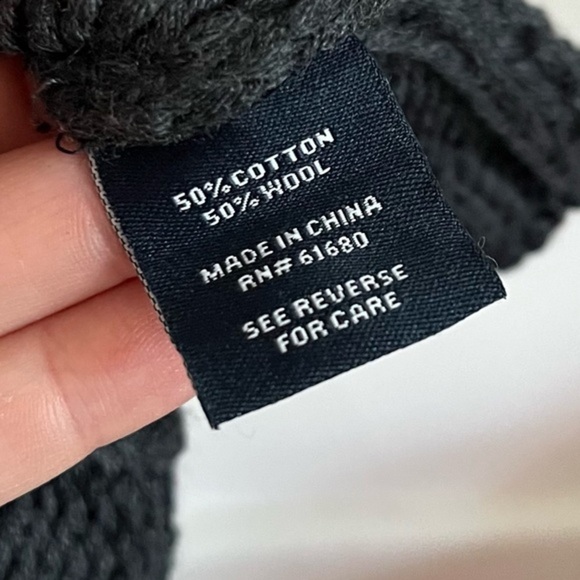 525 America • Charcoal Grey Mock Neck Short Sleeve Fringe Sweater - Picture 4 of 5